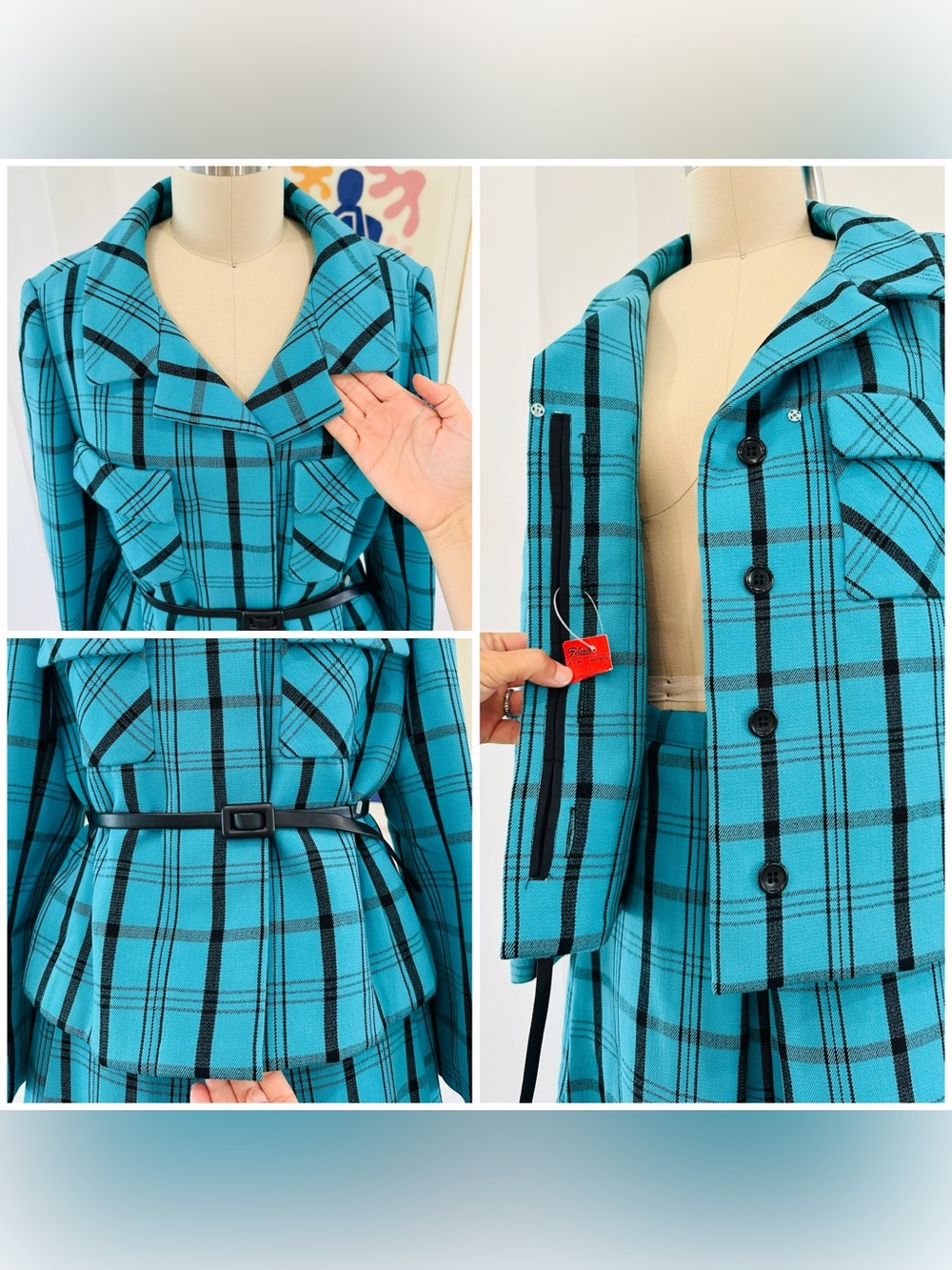Vintage 60’s/70’s “Mad Men” Plaid Skirt & Jacket Suit - Picture 4 of 16